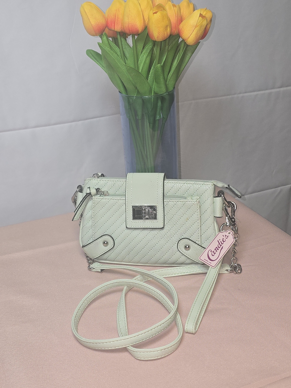 NWT Candie's Mint Quilted Crossbody with Silver Hardware